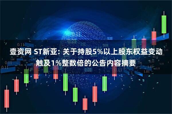 壹资网 ST新亚: 关于持股5%以上股东权益变动触及1%整数倍的公告内容摘要
