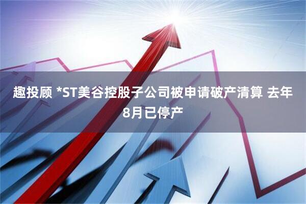 趣投顾 *ST美谷控股子公司被申请破产清算 去年8月已停产